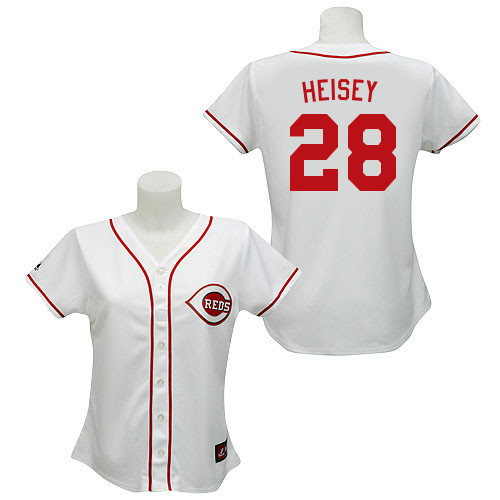 Chris Heisey #28 mlb Jersey-Cincinnati Reds Women's Authentic Home White Cool Base Baseball Jersey